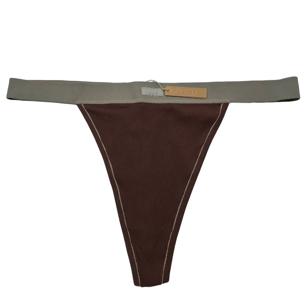 SKIMS Cotton Rib Thong‎ Chocolate Womens 4X
